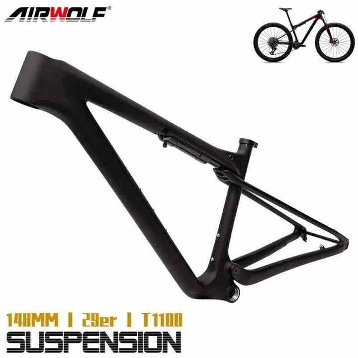 Airwolf 29 XC Mountain Bike Full Carbon Shock Frame Custom Size Matte  Carbon Fiber Bike Frame