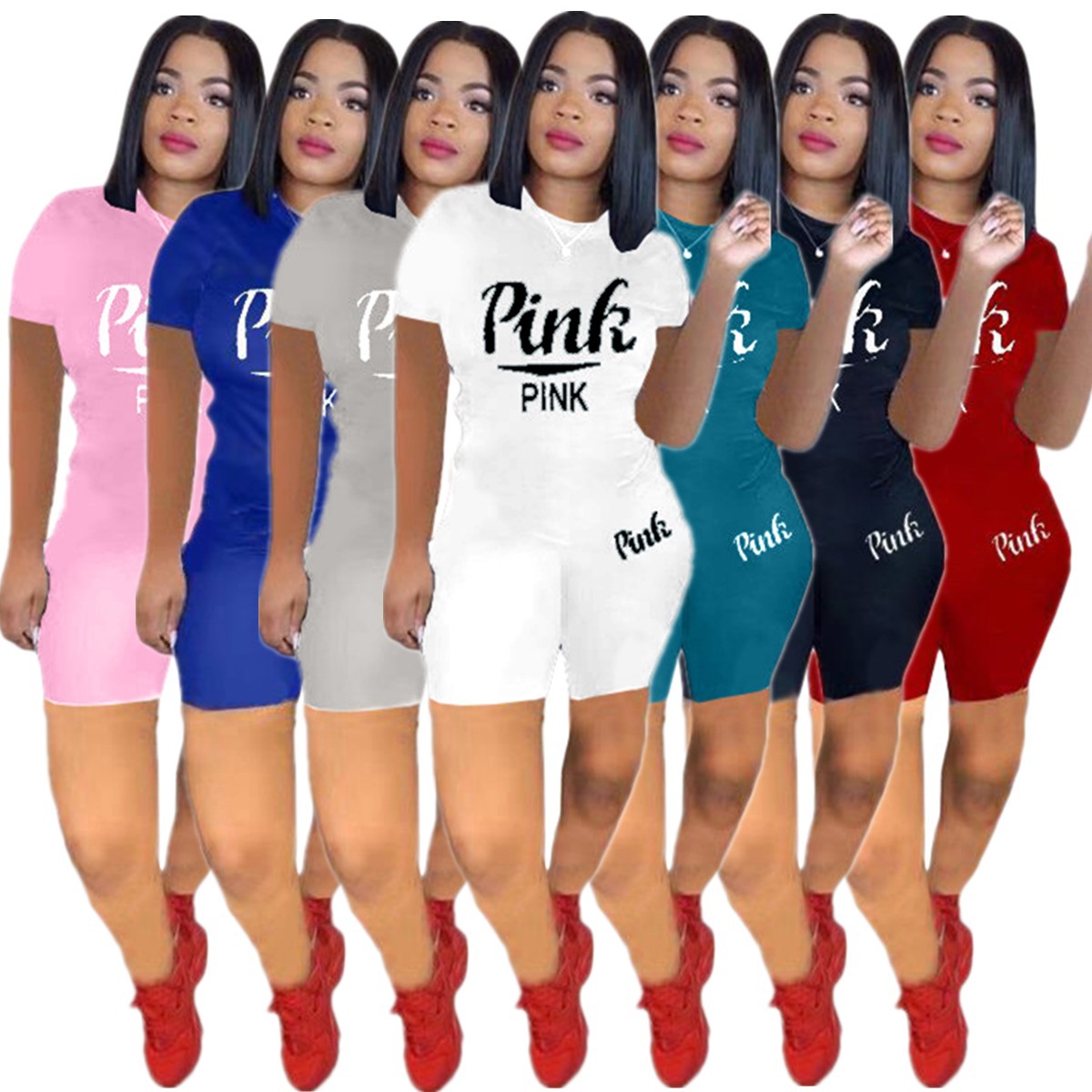 Женский летний комплект из двух предметов, Короткие комплекты больших размеров