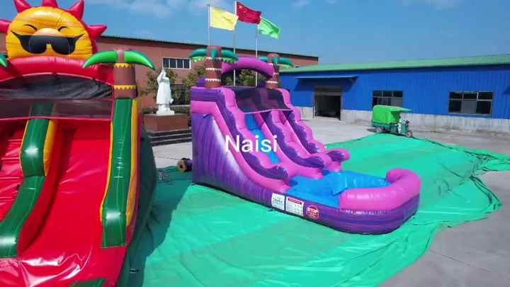 Portable Backyard Inflatable Bouncer Slide with Pool Tropical Kids ...