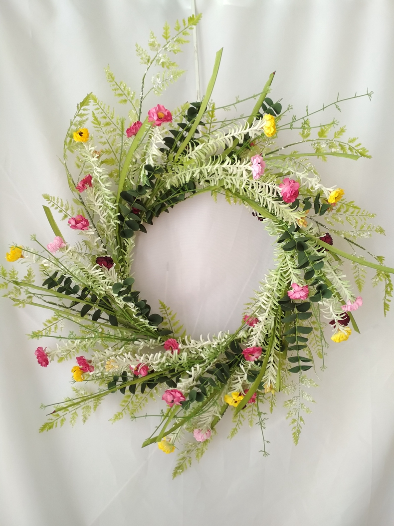 春季前门墙壁装饰复活节装饰批发人造野花花环