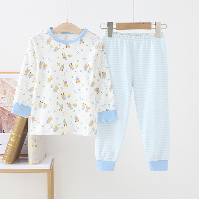Летняя Весенняя тонкая Хлопковая пижама Sunny Baby для мальчиков с милым медведем, Кроликом, Детская Пижама, тонкая одежда для сна, комплект брюк