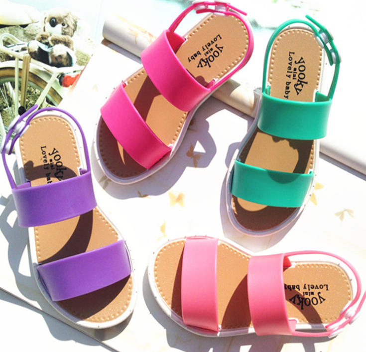 Модные Цветные классические сандалии из ПВХ для маленьких девочек