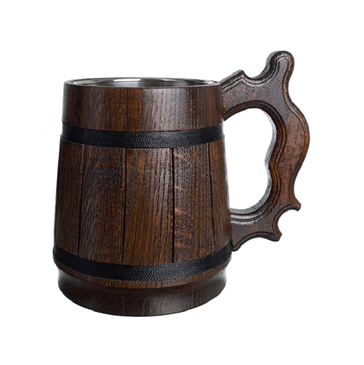 木啤酒杯不锈钢杯纪念品手工制作