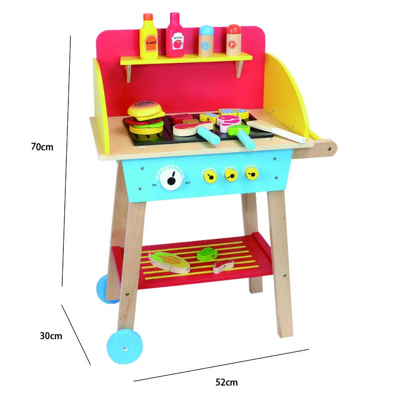 Wooden children's play house simulation BBQ kitchen barbecue set little boy and girl baby educational toys