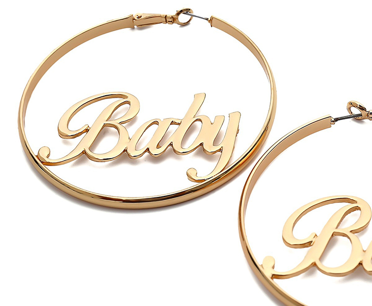 Cheap Jewelry Custom Personalised Name Alloy Hoop Large Gold Earring