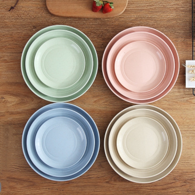 Низкий минимальный объем заказа шариковая ручка, Эко материал пластина из пшеничной соломы тарелка посуда с натуральным растительным экстрактом Biodegrade столовые приборы для домашнего использования