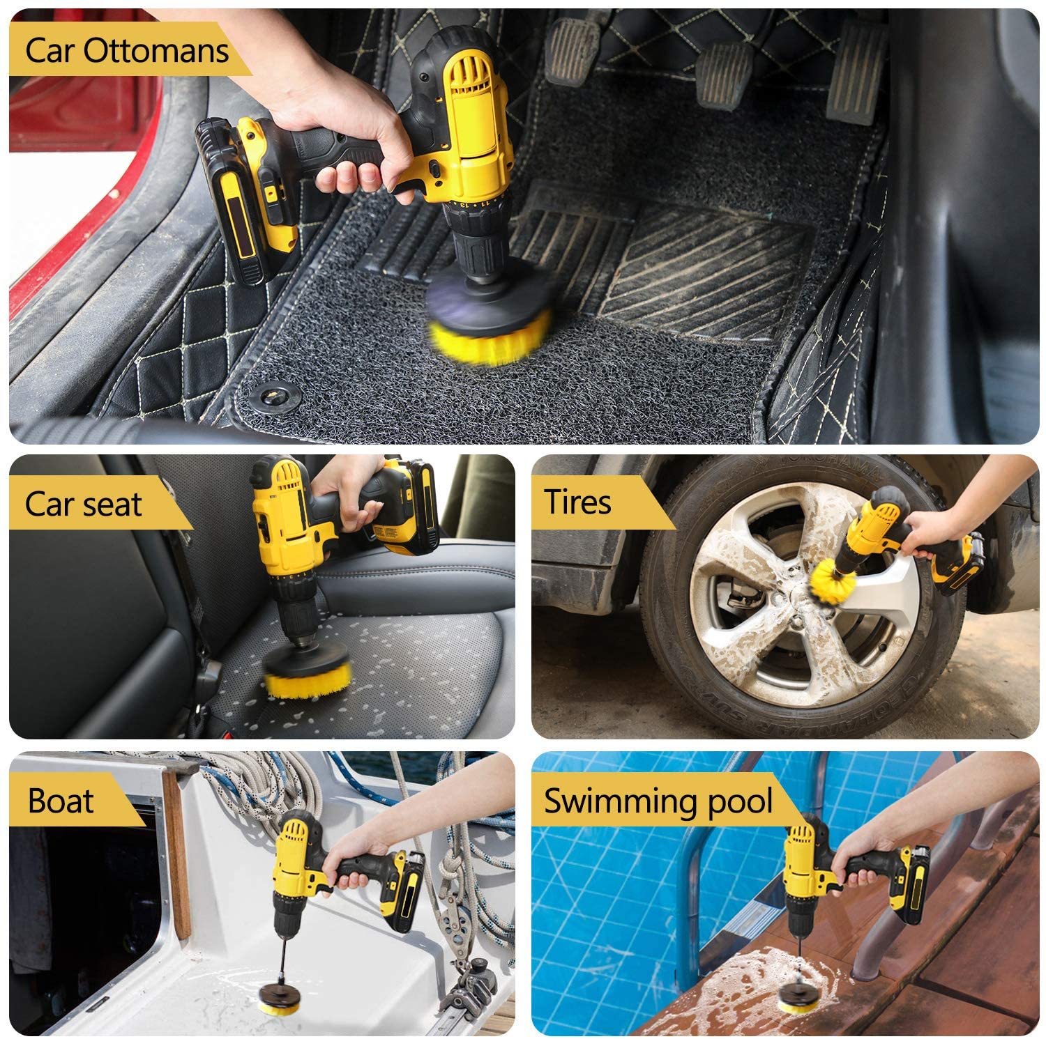 2"/3.5"/4" Drill Cleaning Brush Set For Car / Household