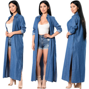 jeans long coat for ladies