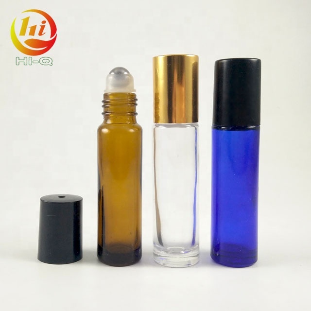 customize amber 10ml glass roll on bottles wholesale 10 ml blue clear Transparent Empty Roller Bottle