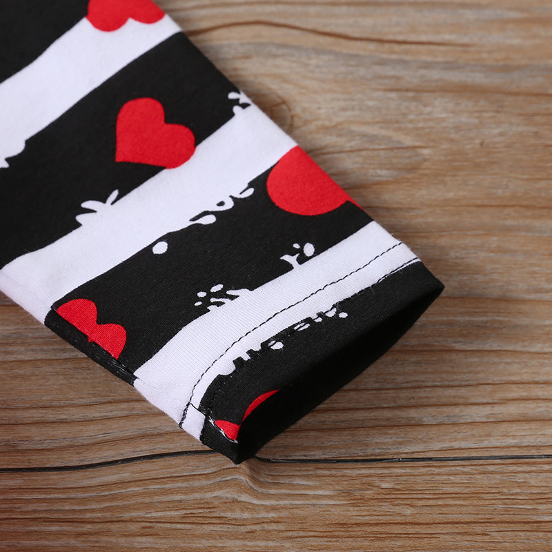 Наряд на День святого Валентина для маленьких девочек платье в полоску с длинными рукавами и сердечком для маленьких девочек, одежда на День святого Валентина для малышей