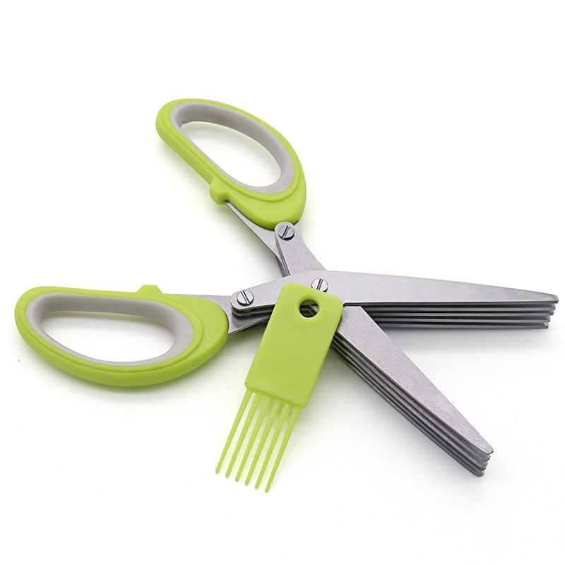 Professional 5 Blade Herb Comb Stainless Steel Kitchen Scissors