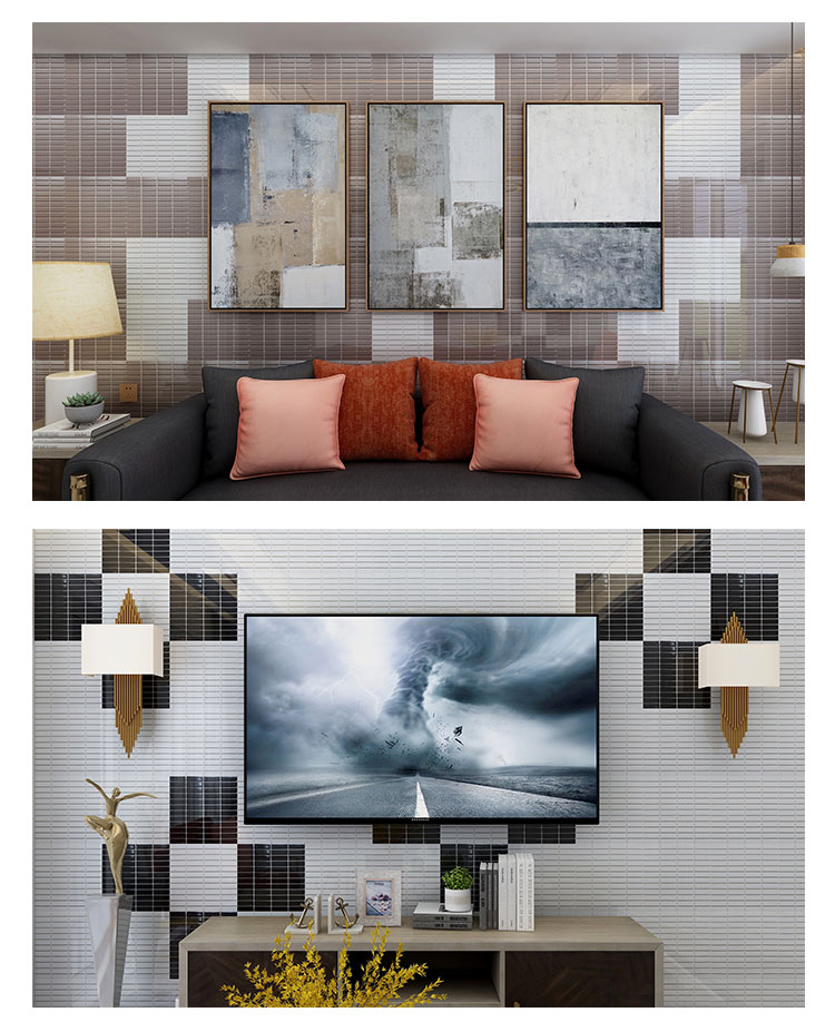 294x298mm Coffee Color Glazed Matt Ceramic Strip Backsplashes Tile Mosaic