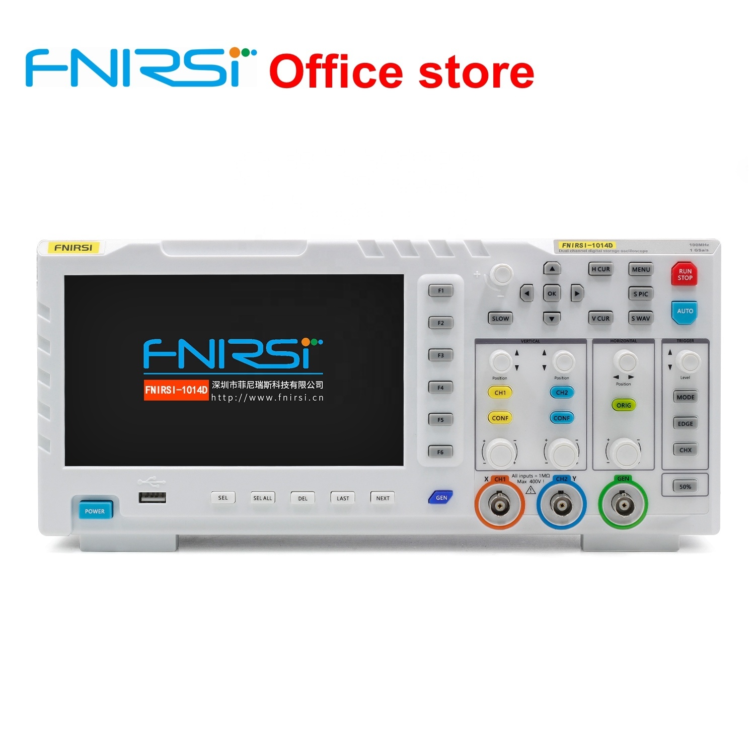 FNIRSI 1014D Digital Oscilloscope 100MHz 2Channels 1GSa/s Real Time sample rate USB host and device connectivity 7 Inch