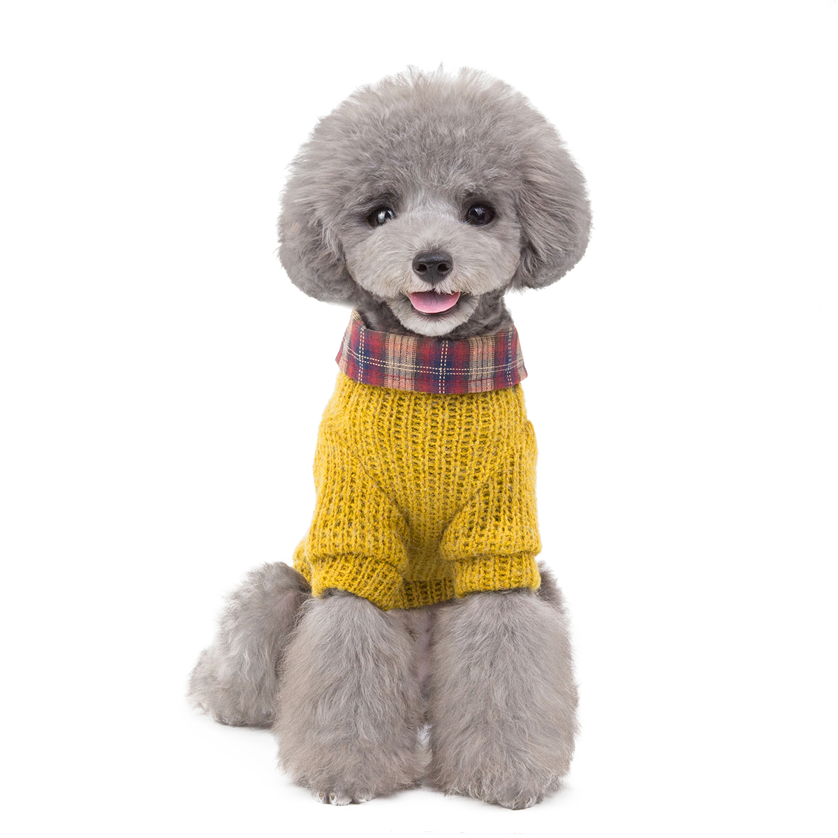 British Campus Style Pet Coat Fashionable Autumn Winter Dog Apparel Pet Accessories Lapel Plaid Dog Sweater