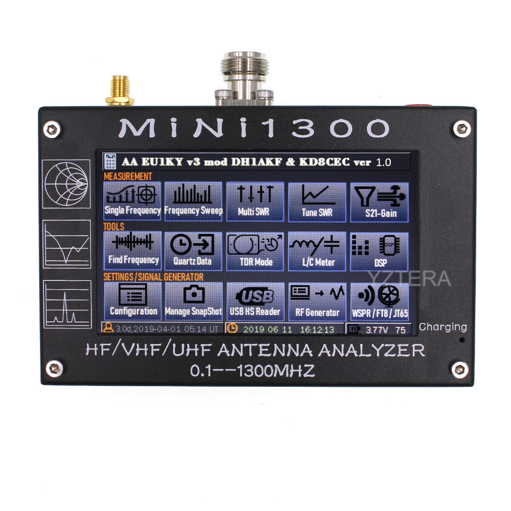 Mini1300 4.3" LCD 0.1-1300MHz HF/VHF/UHF ANT SWR Antenna Analyzer Meter Tester  antenna analyzer