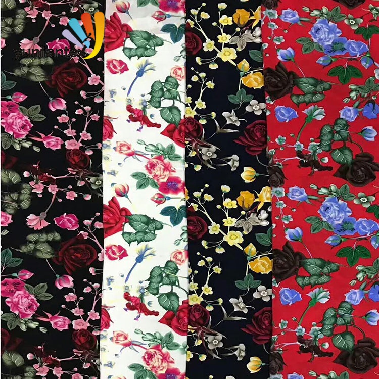 2019 оптовая продажа дешевые 100% печатных вискозного спандекс ткань для женщин одежда