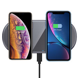 2in1 dupla 15W espelho de vidro Pad Carregador Sem Fio CONDUZIU a Luz de Carregamento Rápido Carregador Sem Fio para iphone Xs Max X 8 Plus