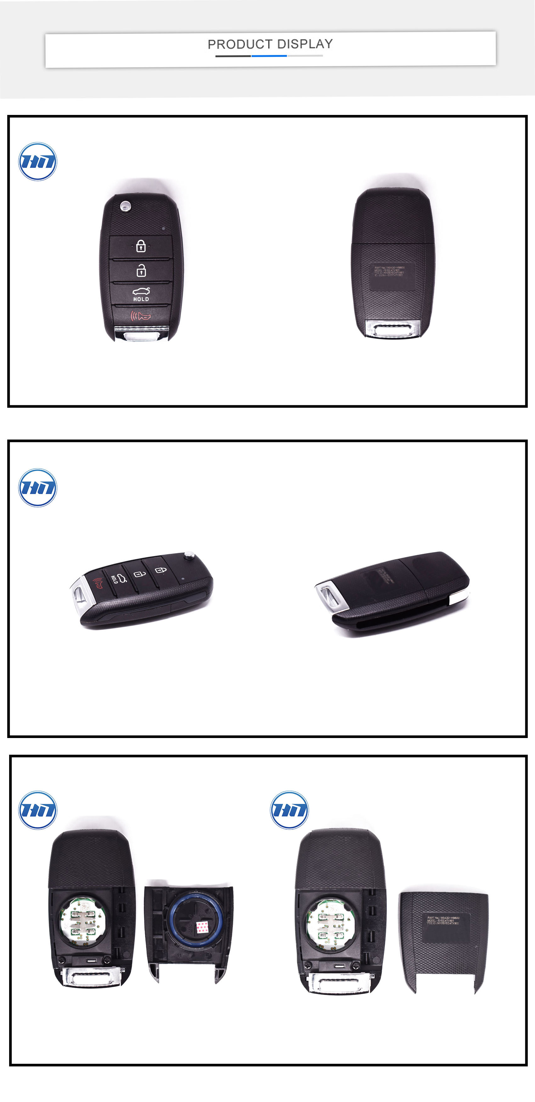 Original With 3+1buttons FSK433MHz 4D60chip Flip Auto Car Remote Key Part NO 95430-H9800 FCCID NYOSYEC4TX1611