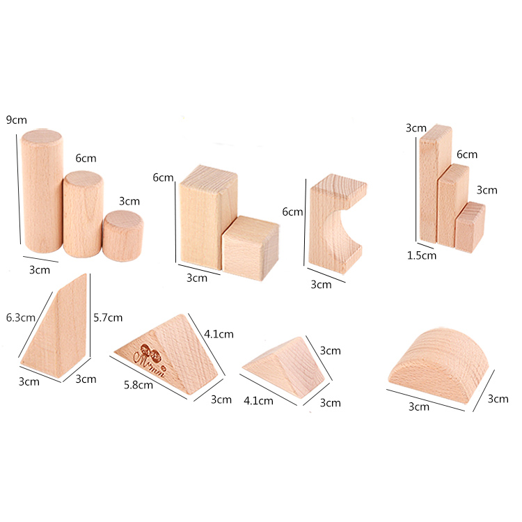Wooden Construction Building Bricks Toys Shape Toys Self Assemble Geometric Hot Sale Kids Factory Directly Sale 75pcs Box 2 Set