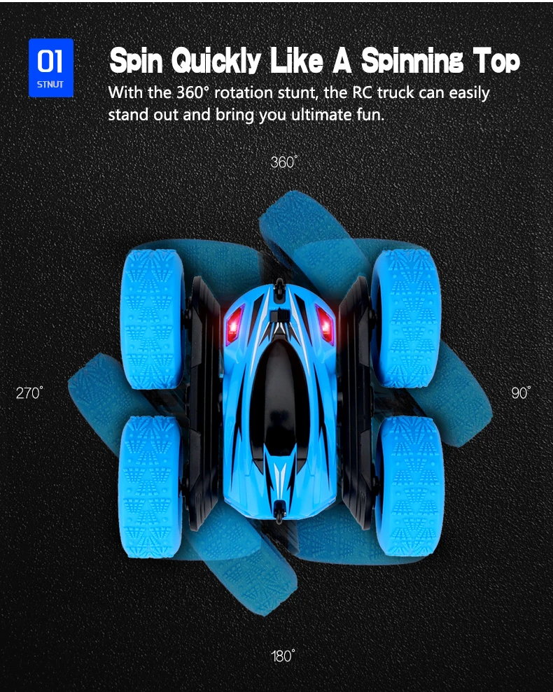 RC Cars Stunt Car Toy 4WD 2.4Ghz Remote Control Car Double Sided Rotating Vehicles 360 Flips Kids for Boys &