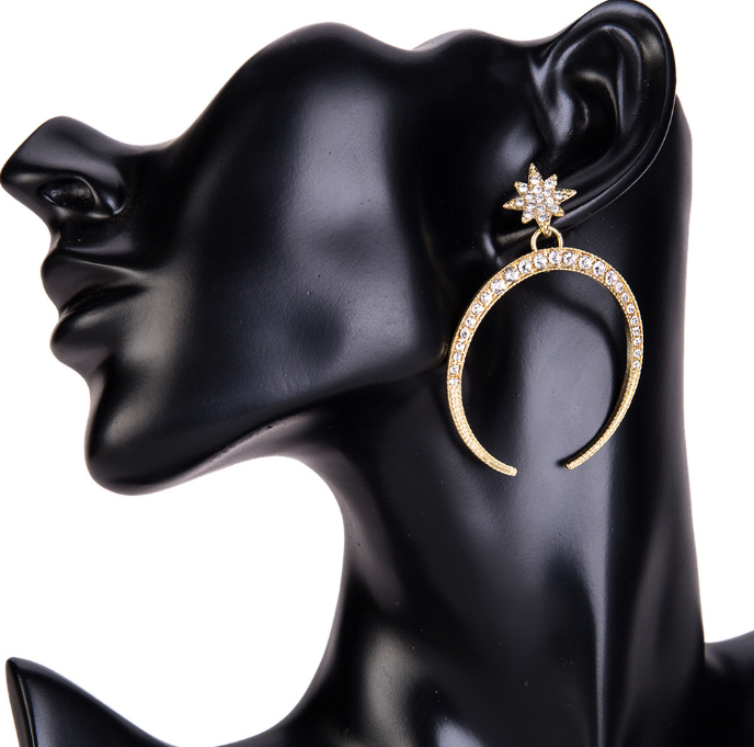 XG1269 европейский и американский стиль двойная Луна набор с многослойными серьгами с бриллиантами