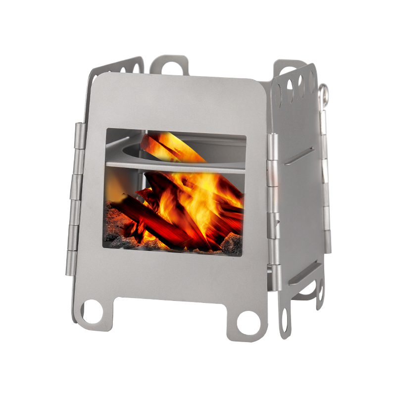 Портативная Ультралегкая титановая Складная карманная мини-плита для пикника, дровяная плита для приготовления пищи, пешего туризма, кемпинга