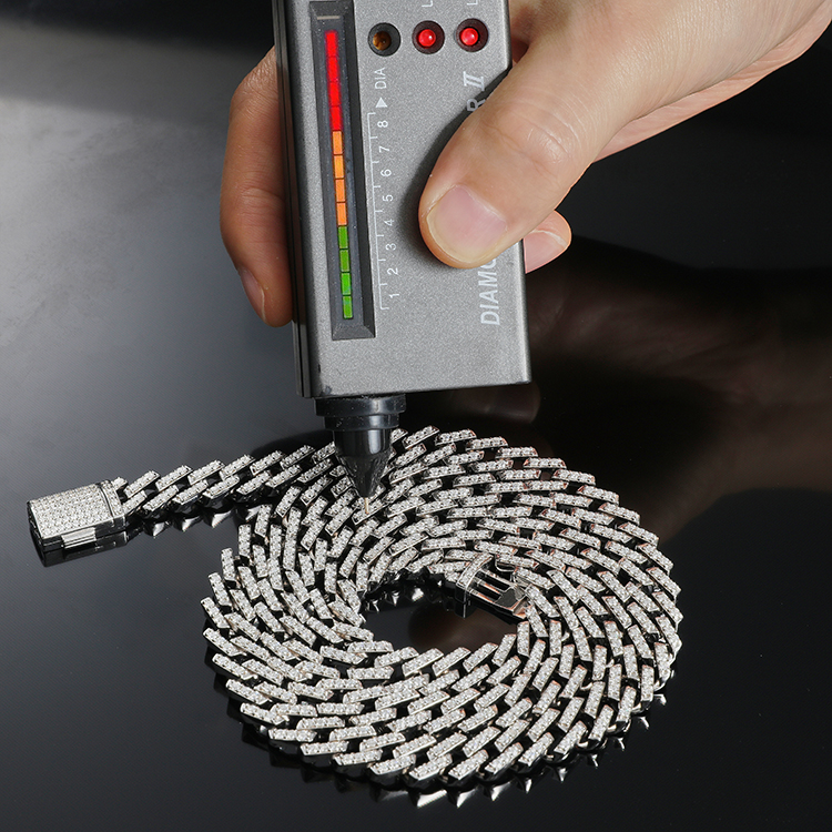 AAA GEMS 10mm Solid Gold Plated Sterling Silver Necklace VVS1 Moissanite Diamond Cuban Link Chain Necklace