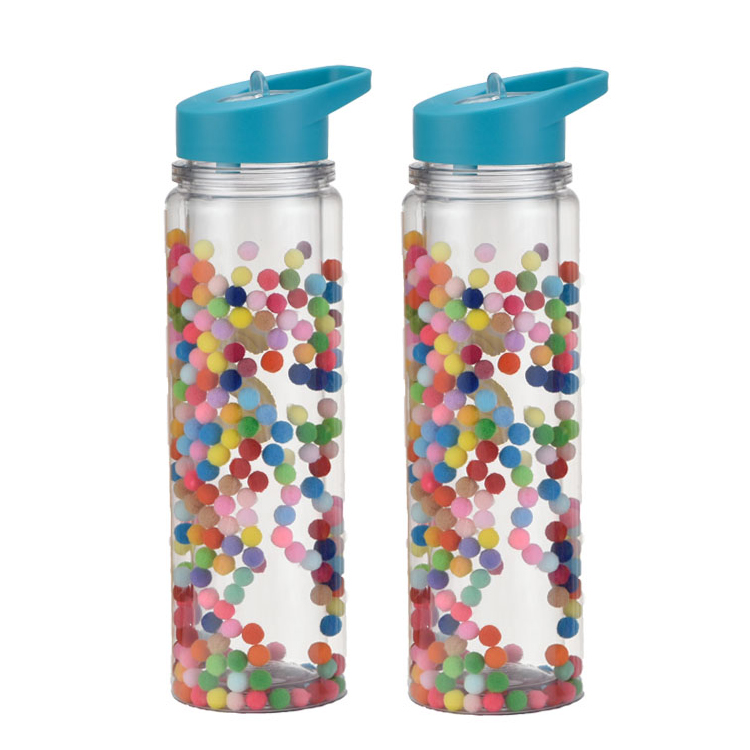 Пользовательские 500 мл и путешествий, не содержит бисфинол а ясно, двойные стенки пластиковой бутылки с водой с Поролоновый мяч оптовая продажа 18oz Спорт кофе питьевой бутылки для воды