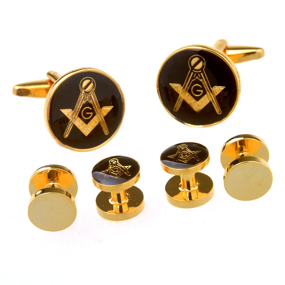 Золотые круглые металлические мужские шпильки для смокинга по индивидуальному заказу, Масонские Запонки