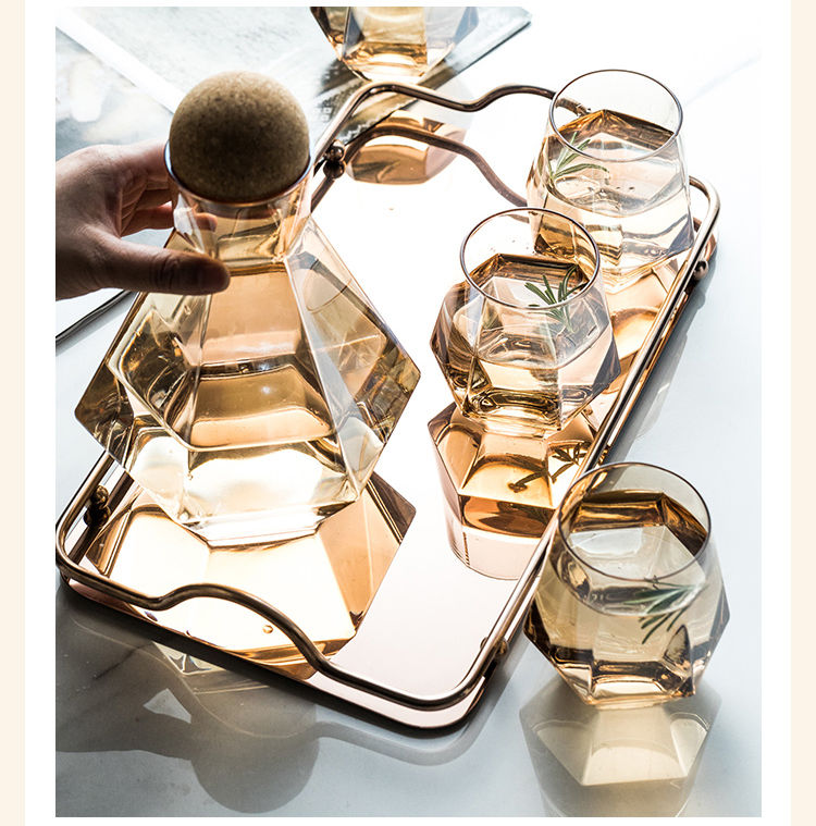 Support Drop Shipping Crystal Glass Water Pitcher Carafe Jug Set with Ball Wooden Lid and Cups Set