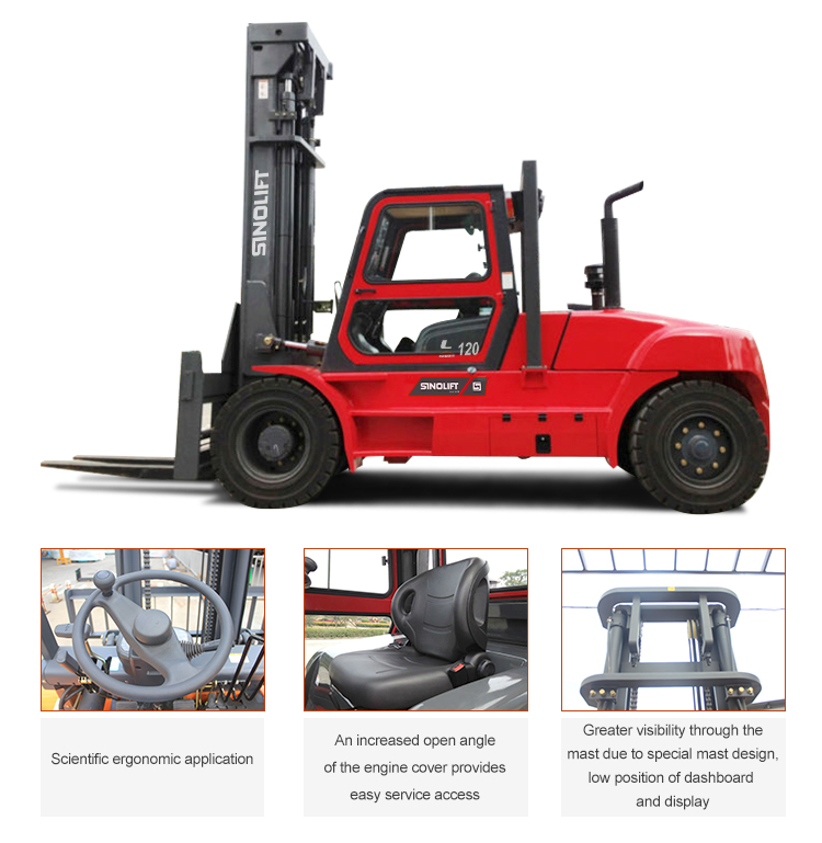 Sinolift CPCD120  12Ton Diesel Forklift with 3m two stage Wide-view mast