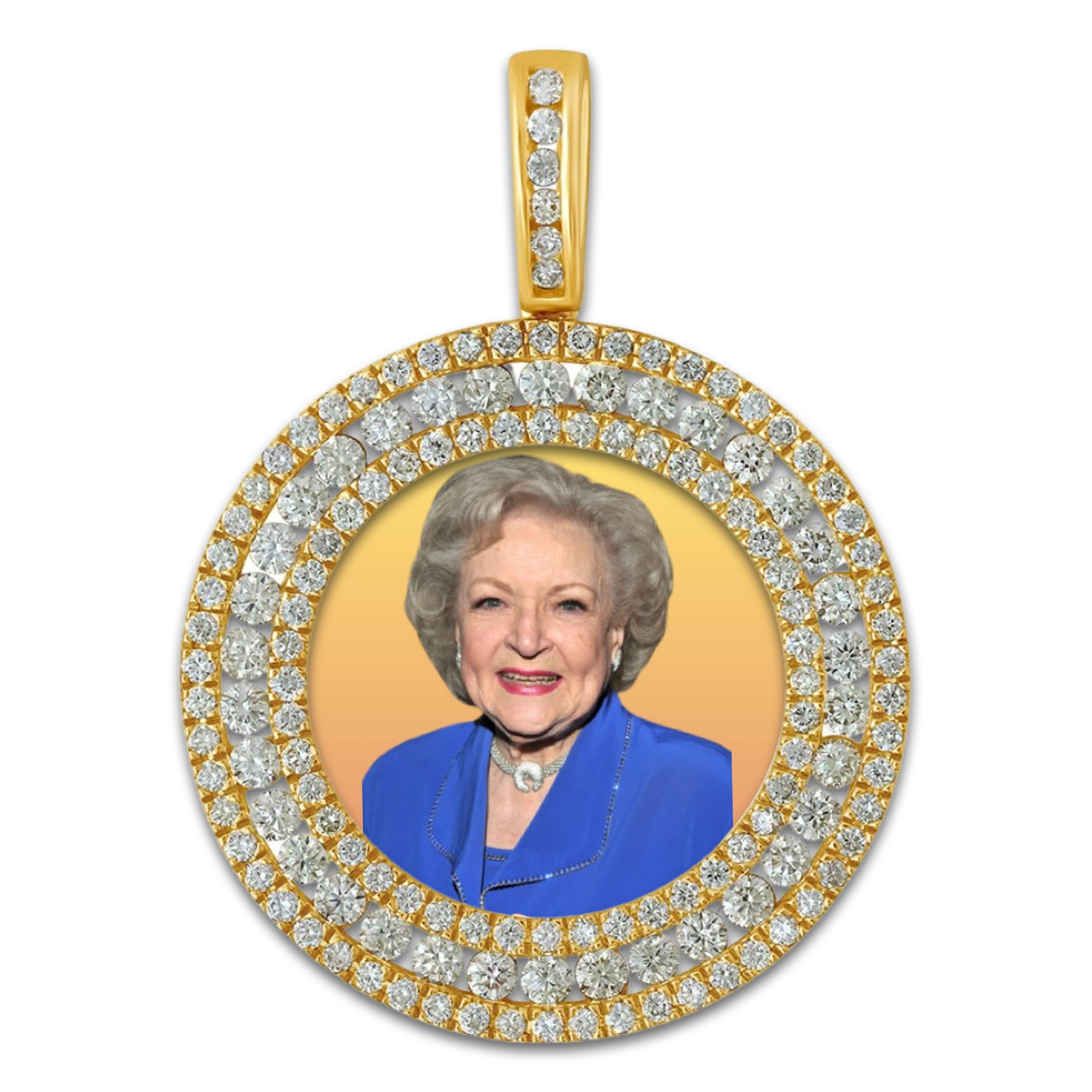 AAA GEMS Custom 925 Sterling Silver Picture Pendant /10K Solid Gold Luxury Moissanite Memory Circle Mirror Charm Pendant for Men