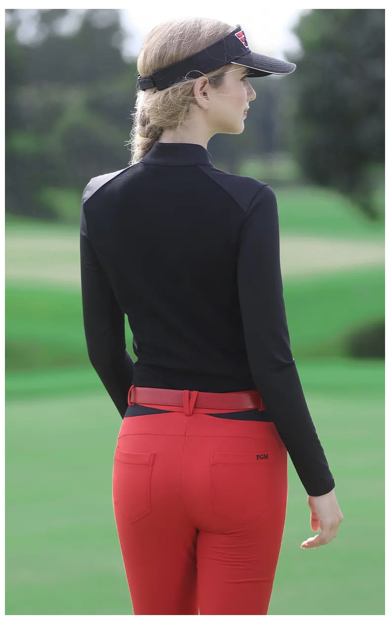 PGM YF338 Autumn Winter New Arrival Women's Patchwork Golf Top Quarter-Zip Long Sleeve Pullover T-Shirt
