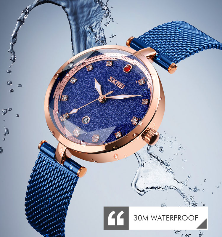 Luxury 2020 SKMEI 9215 Stainless Steel Women Watches 30M Waterproof Quartz Watch for Ladies