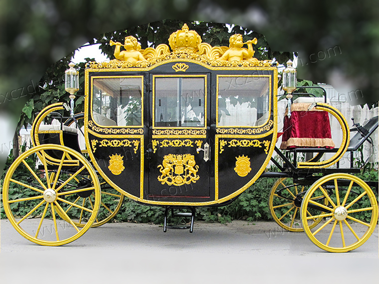 Royal Black Gold Horse Carriage - Zhenda Cinderella Carriage