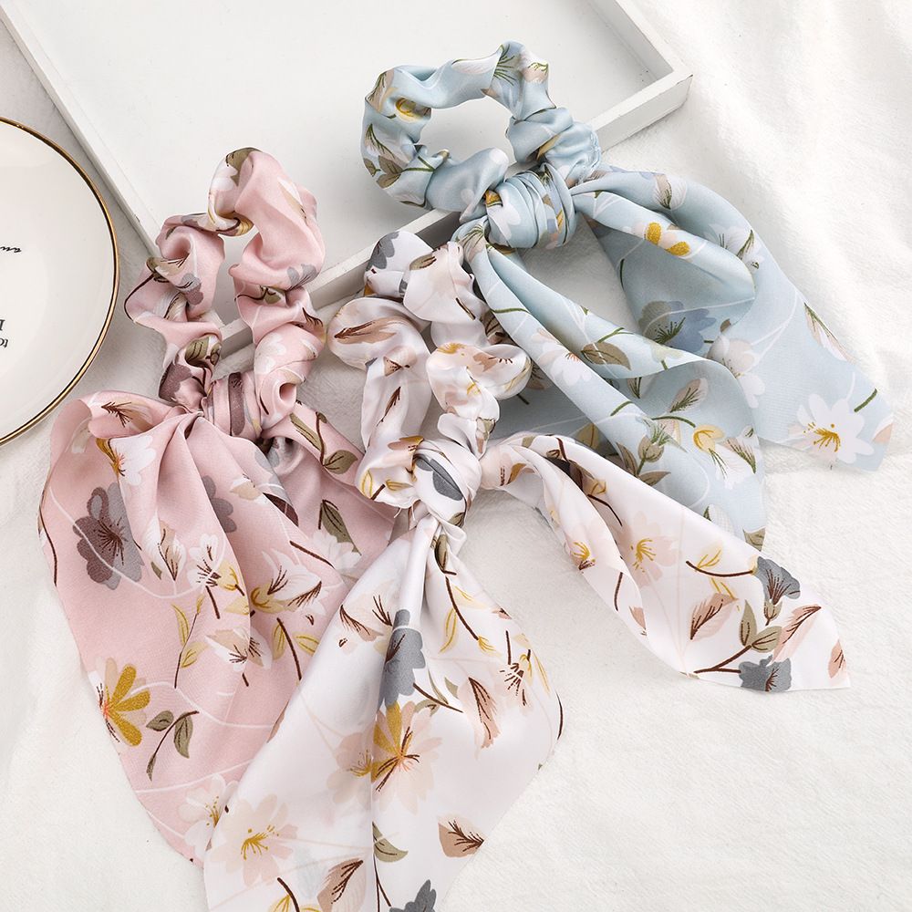 2020 шелковая ткань с цветочным принтом травы корейские длинные резинки для волос резинка для волос эластичные резинки для волос полиэфирная обертка для волос