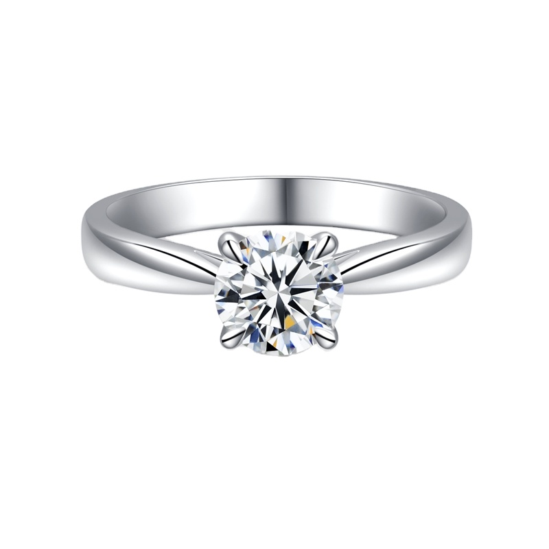 18K Pure White Gold Diamond Ring Wedding Band Moissanite Gemstone Engagement Ring