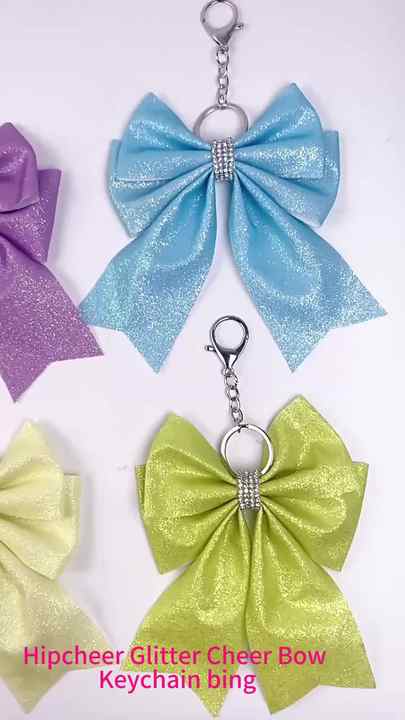 16CM Fashion Sparkling Glitter Cheerleading Bows Keychain
