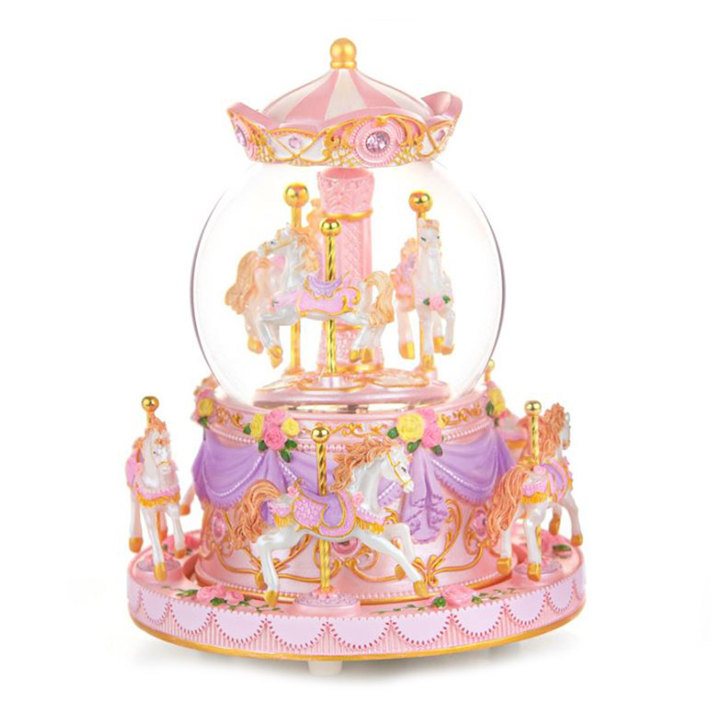 Сменный цвет светодиодный свет снежный шар лучшие подарки для детей и девочек резиновая карусель музыкальная шкатулка