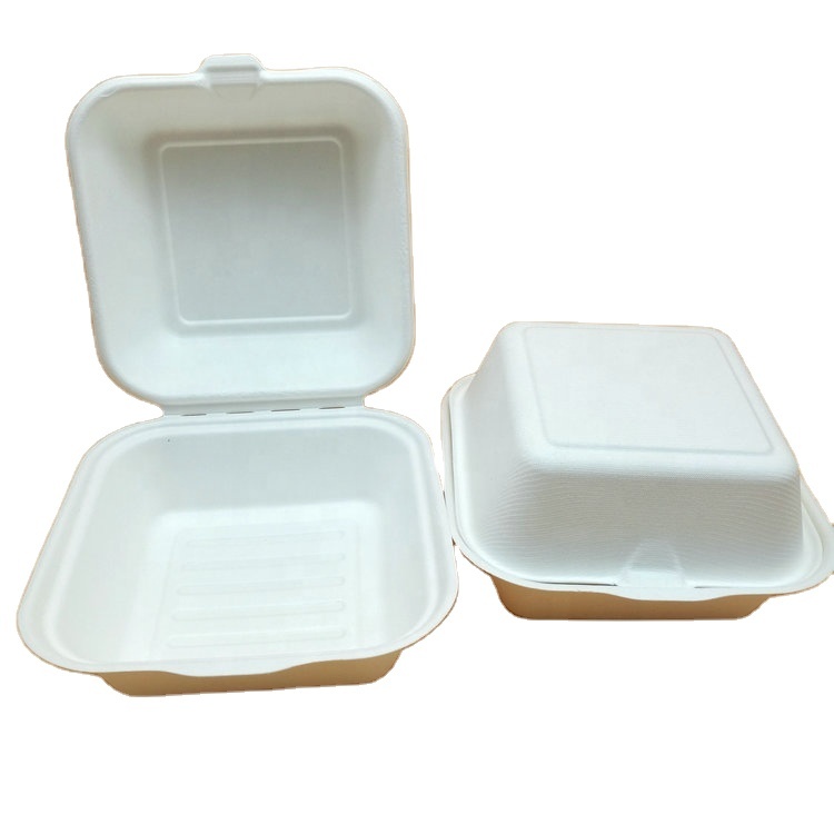 biodegradable sugarcane pulp 6" hamburger box