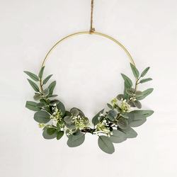 New green flowers triangle iron ring artificial wreath
