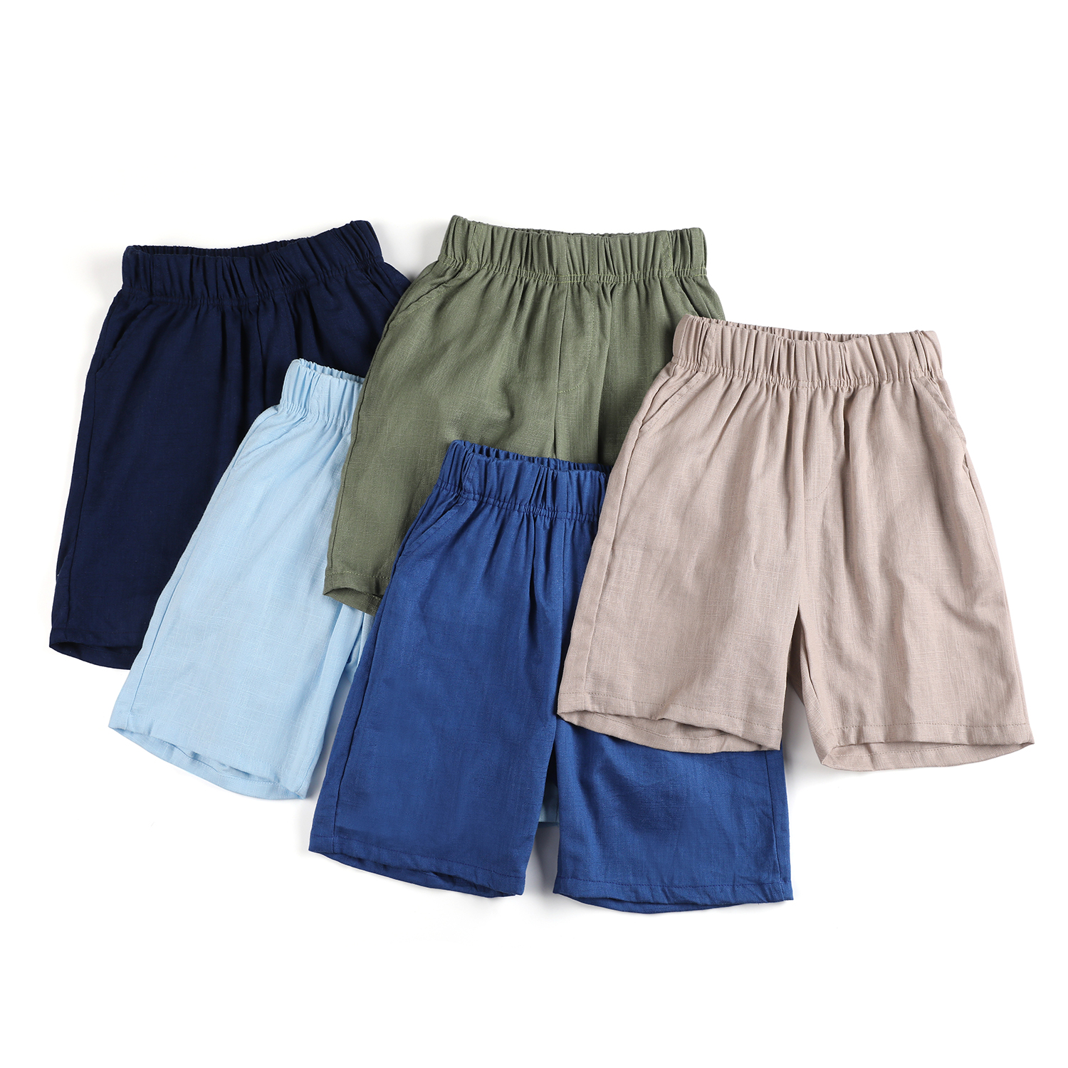 Льняные шорты для мальчиков, 100% хлопок, летняя детская одежда, Повседневные детские брюки для малышей, льняные простые шорты