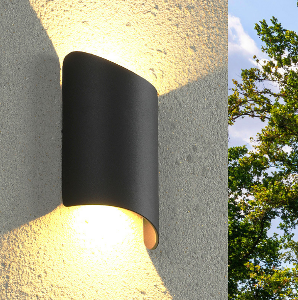 Modern 3000K warm light waterproof shell outdoor led round black aluminum wall lamp