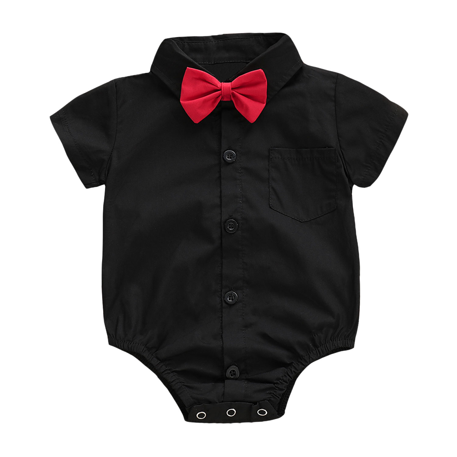 Блузка с коротким рукавом для младенцев, черные комбинезоны, хлопковое боди, однотонный наряд, Детский комбинезон на день рождения для мальчиков