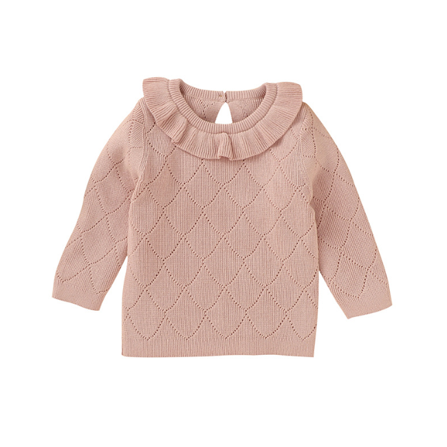 PHB 20072 недорогой Европейский Простой дизайн с воротником с оборками для маленьких девочек розовые свитера 2020