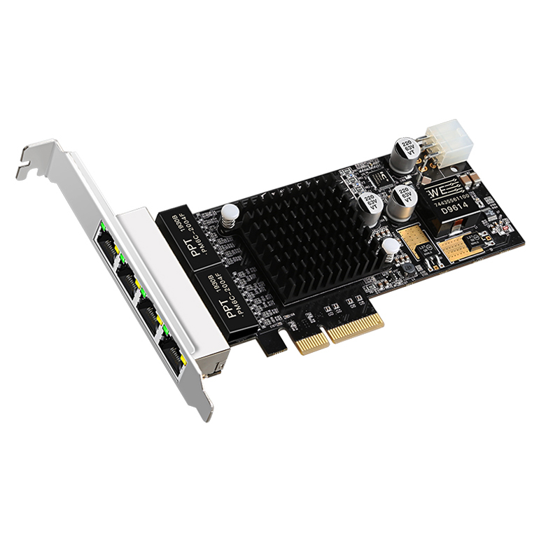 4 порта квада Intel I350 RJ45 POE сетевая карта PCI-E PCIe 4X сетевой адаптер 10/100/1000 Мбит/с