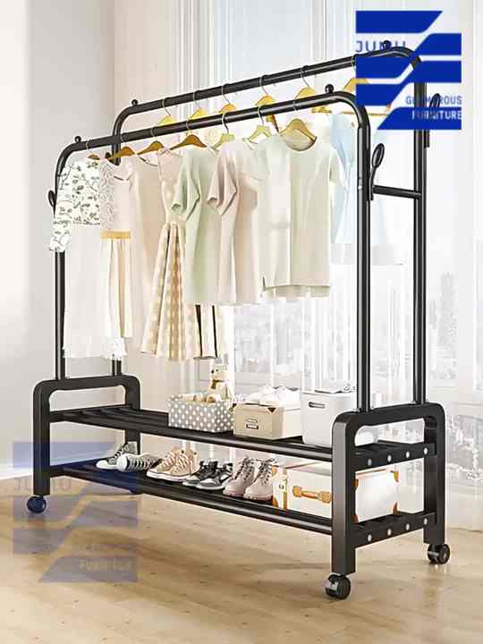 Glamorous Furniture Modern Design Foldable Coat Rack with Shoe Rack
