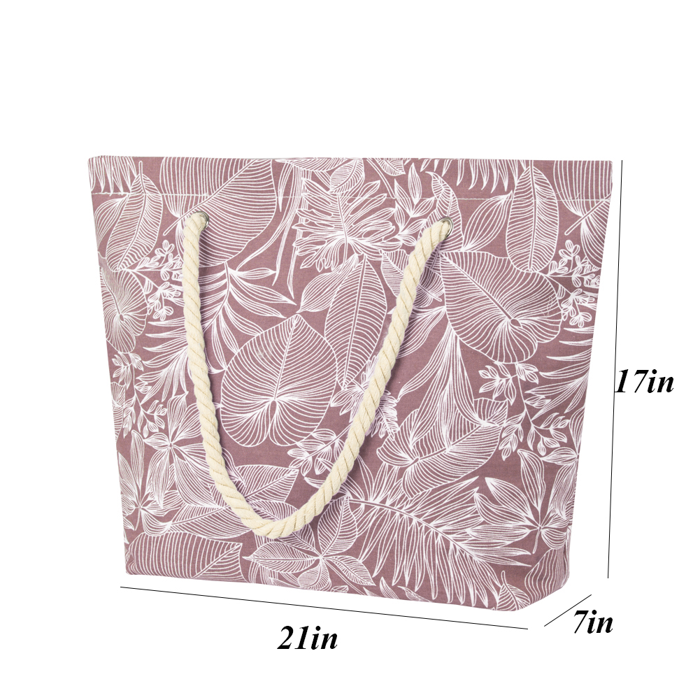 Lona de algod&atilde;o estampada com logotipo personalizado de grande capacidade Weekender Travel bolsa de ombro de praia para mulheres