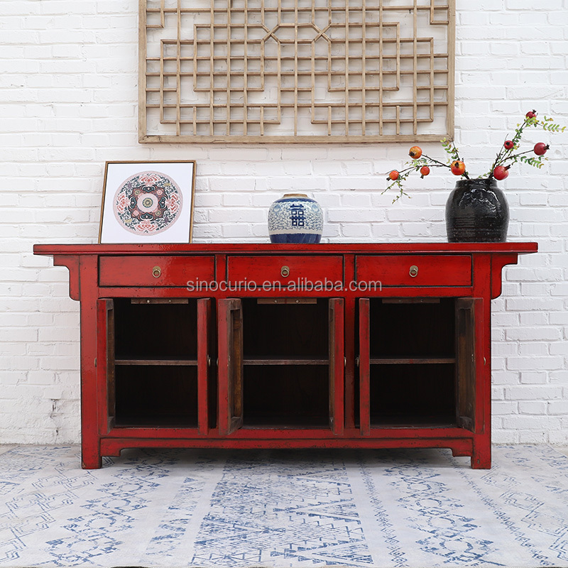 中国アンティークレッド塗装サイドボードキャビネット| Alibaba.com