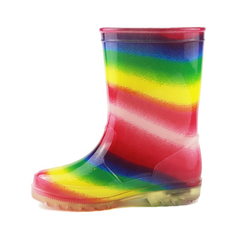 Детские непромокаемые сапоги из искусственной кожи до середины икры Детские Сапоги На дождливую погоду; Резиновая обувь из водонепроницаемого материала; С защитой от скольжения; Водонепроницаемая Обувь